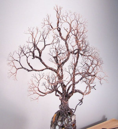 Ancient Tree Metal Sculpture Gem Accent Lamp